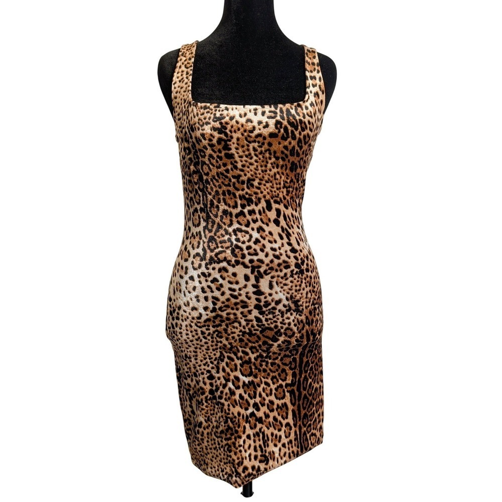 Vintage Y2K Edgy Chic Dolce & Gabbana Inspired Leopard Print Velvet Mini Dress